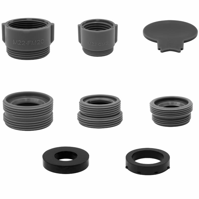 Kit d'adaptateurs en plastique pour le remplacement d'un aérateur de robinet à double mode